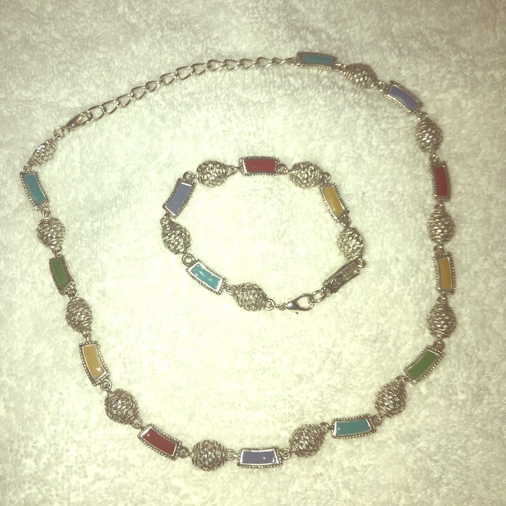 Premier multi colored necklace & bracelet set